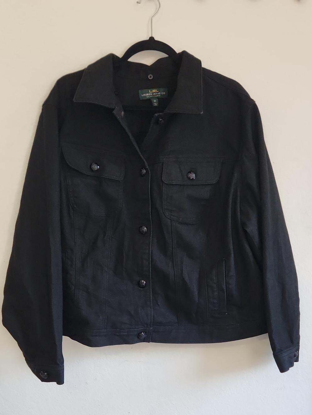 Vintage Western Lauren Ralph Lauren Black Denim Trucker Jacket Size 3X